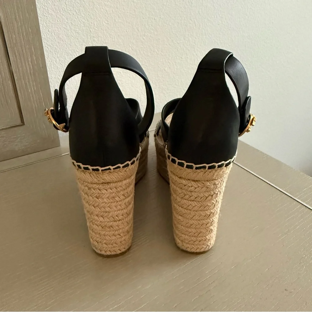 Tory Burch Selby Leather Wedge Espadrilles